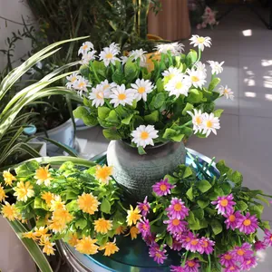 Multicolor artificial daisy and camomile flower bouquets for outdoor garden decoration