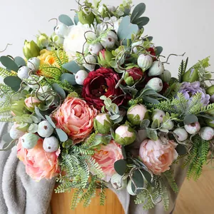 Nordic Ins Style Artificial Peony Bouquet Silk Cloth Flower For Living Room Dining Table Home Decoration Wedding Handheld Bouquet