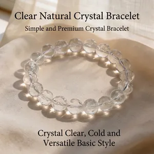 Bracelet de Perles en Cristal Blanc Naturel Forme de Météorite Facettée Chaîne à Main en Quartz Clair Bijoux de Mode pour Femmes Hommes Cadeau