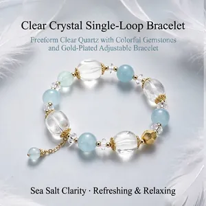 Natürliches Weißkristall Aquamarin Perlen Armband Für Damen Luxus Mode Handgefertigtes Steinarmband Elegantes Strass Schmuck Geschenk