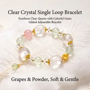 Elegantes Armband aus natürlichen weißen und rosa Kristallperlen mit verstellbarer Goldkette