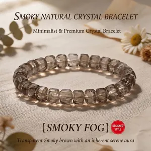 Bracelet en cristal de quartz fumé naturel avec des perles facettées pour bijoux élégants