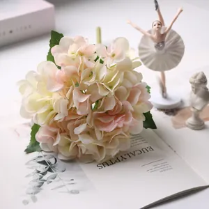 Realistic Silk Hydrangea Artificial Flowers Wedding Floral Decor Home Table Arrangement Embossed Faux Flower Bouquet