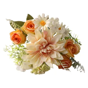 Artificial bridal bouquet with dahlia rose and daisy flowers