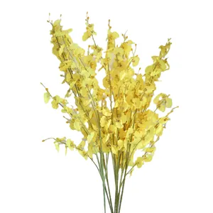 Lifelike artificial yellow Dancing Lady Orchids bunch for elegant wedding scene decoration