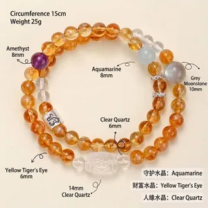 Steenbok sterrenbeeld natuurlijke kristallen armband met citrien en amethist