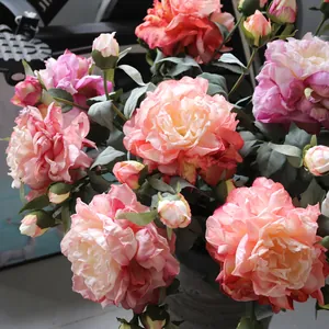 High-End Artificial Peony Silk Flower Branch Realistic Peony With Flower Buds For Living Room Wedding Decor Photography Props