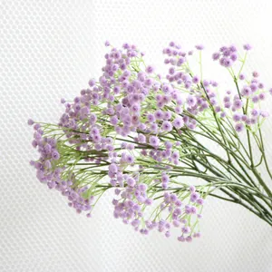 Detailed macro view of artificial light purple baby's breath flowers for home decor