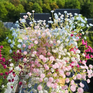 Colorful artificial Baby's Breath bouquet for home decor and bridal wedding flowers