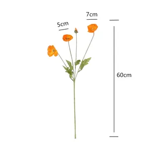 Guía de tallas de amapola de Islandia artificial de 60 cm con flores de 5-7 cm