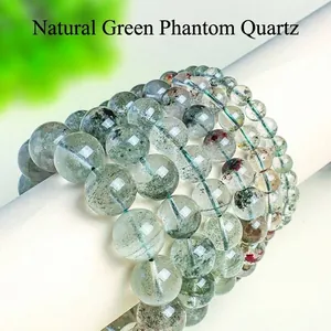 Natural Green Phantom Quartz Beaded Bracelet For Women Men Handmade Healing Energy Stone Minimalist Crystal Jewelry Gift