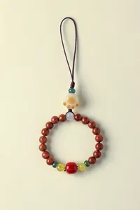 Handmade artistic Chinese style Bodhi bead lucky cat paw charm for bags and mobile phones