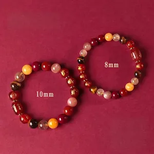Bracelets en agate rouge et cristaux du zodiaque disponibles en tailles 8 mm et 10 mm