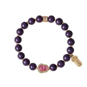 Armband im neuen chinesischen Stil mit lila Perlen, rosa Kürbis und Gold-Glücksbringer