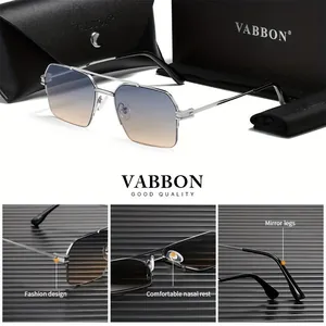 Detail view of stylish square metal sunglasses with comfortable nose pads and hinges