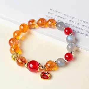 Neuer Chinesischer Stil Natürliches Kristall Achat Perlenarmband Für Damen Literarisches Retro 10mm Stein Handgefertigter Glücksbringer Schmuck