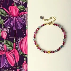 Handgefertigtes Armband aus Granat und Turmalin mit Goldkette im neuen China-Stil