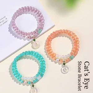Frisches Süßes Katzenaugenstein Süßwasserperle Doppelwicklung Perlenarmband Für Damen Achat Aventurin Pingan Kou Schmuck