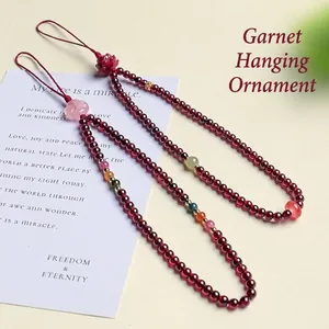 New Chinese style dark red garnet beaded charm for bags and phones