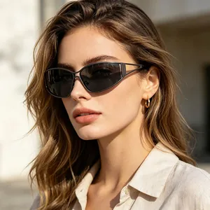 Y2K Retro Cat Eye Sunglasses For Women Men Metal Hollow Temple UV400 Protection Trendy Punk Street Style Fashion Glasses