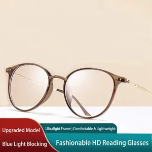Stylish HD blue light blocking reading glasses with an ultra-light transparent frame.