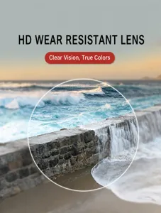 HD wear-resistant reading glasses lens showing clear ocean view without distortion