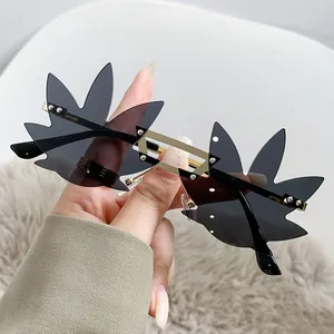 Gafas de sol sin montura con forma de hoja de arce para fiestas y celebraciones