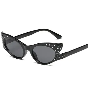 Gafas de sol ojo de gato vintage con brillantes de imitación para mujeres a la moda