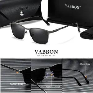 Detailed views of men's square polarized business sunglasses with premium metal frame.