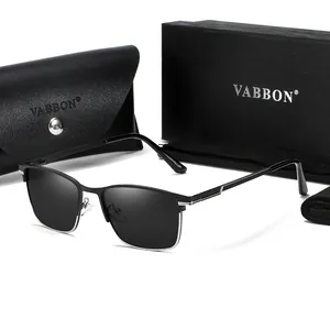 Men's square business sunglasses with polarized lenses, leather case and box included
