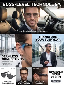 Layout infografico multipannello di occhiali da sole audio Bluetooth intelligenti da uomo