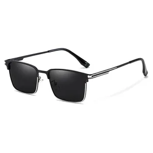 Classic men's square polarized metal sunglasses for driving and outdoor fashion