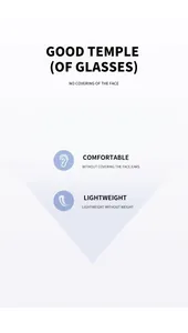 Infografica che mostra le caratteristiche di leggerezza e comfort degli occhiali Bluetooth