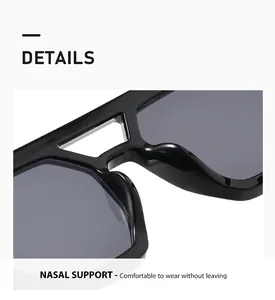 Primer plano del cómodo soporte nasal integrado de las gafas de sol negras