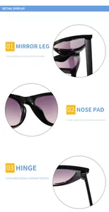 Detailansichten der Kinder-Sonnenbrille mit Fokus auf Scharniere und Nasenpads