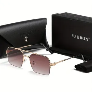 Stylish square metal frame sunglasses with gradient lenses and premium gift box.
