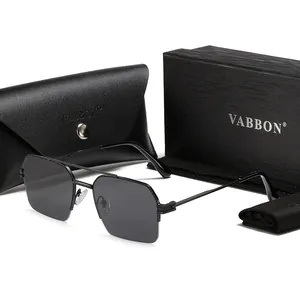 Classic black square double-bridge sunglasses with premium textured case and box