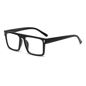 Detail view of stylish black square frame reading glasses with silver rivets decoration