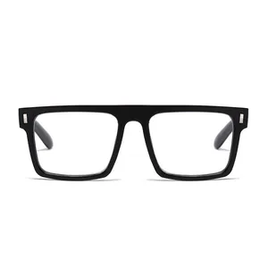 Front view close-up of stylish black square frame reading glasses