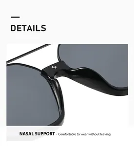 Close-up detail of the smooth nasal support on these oversized square sunglasses frame.