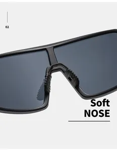 Detail view of the soft rubber nose pads on sporty cycling sunglasses for comfort.