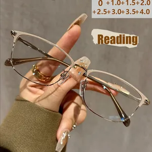 Women Retro Anti Blue Light Reading Glasses Vintage Browline Eyeglasses Ultra Light PC Frame High Definition Presbyopic Spectacles