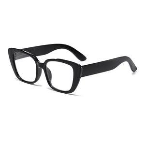 Stylish retro black frame reading glasses with anti-blue light lenses for elderly