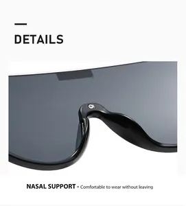Dettaglio ravvicinato del supporto nasale ergonomico su occhiali da sole visor oversize