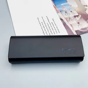 Estuche para gafas de cuero negro premium con diseño minimalista y protección