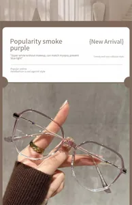 Elegantes gafas anti luz azul violeta humo con montura grande ultra ligera para mujer