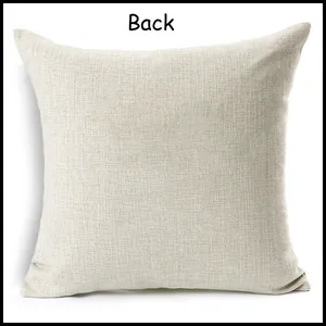 Detailed back view of a beige linen textured square cushion cover for sofa home decor