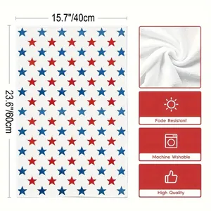 Detail view of 40x60cm Independence Day microfiber towel featuring red and blue star patterns