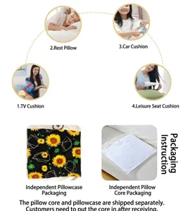 Sunflower print pillowcase and vacuum-packed inner insert set with multiple usage scenarios