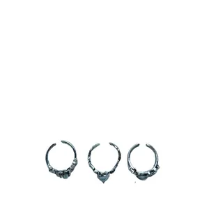 Unique lava texture open rings featuring heart moonstone and colorful zircon details.